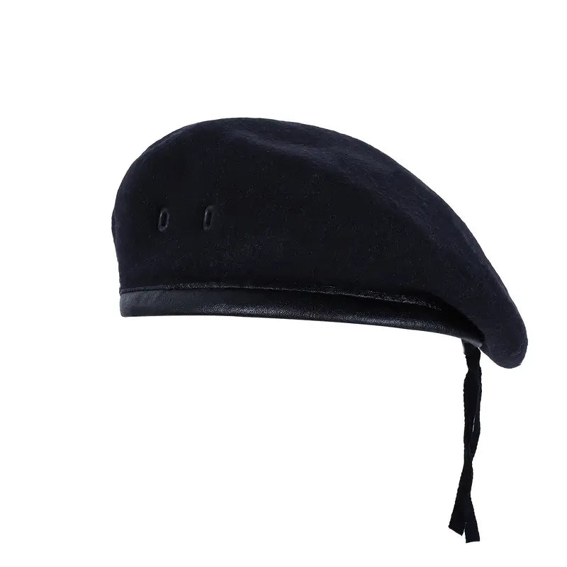 Men’s 100% Wool Solid Black Beret Hat
