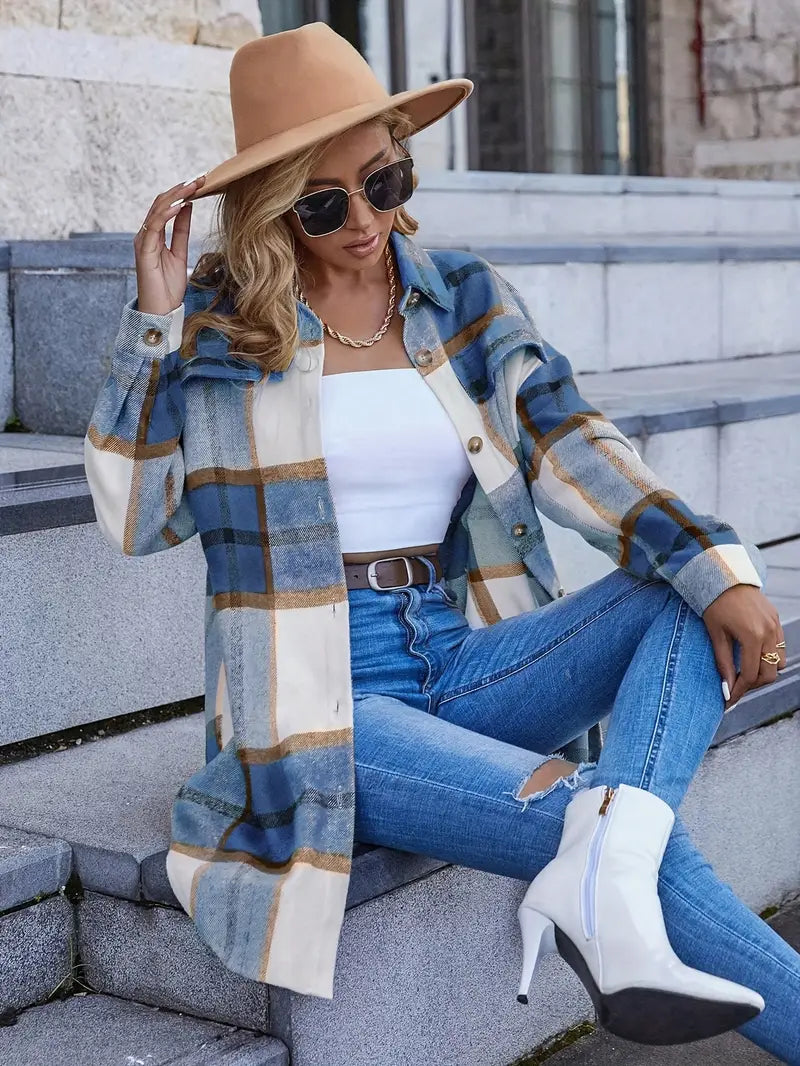 Casual Plaid Long Sleeve 1pc Jacket