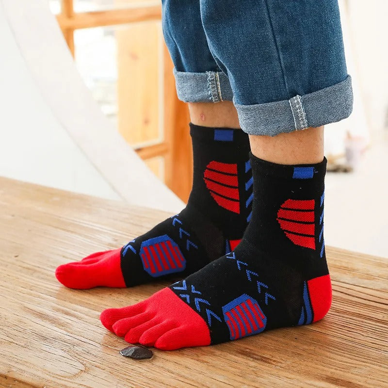 Men’s Colorful 5-Toe Sport Socks – 5 Pairs