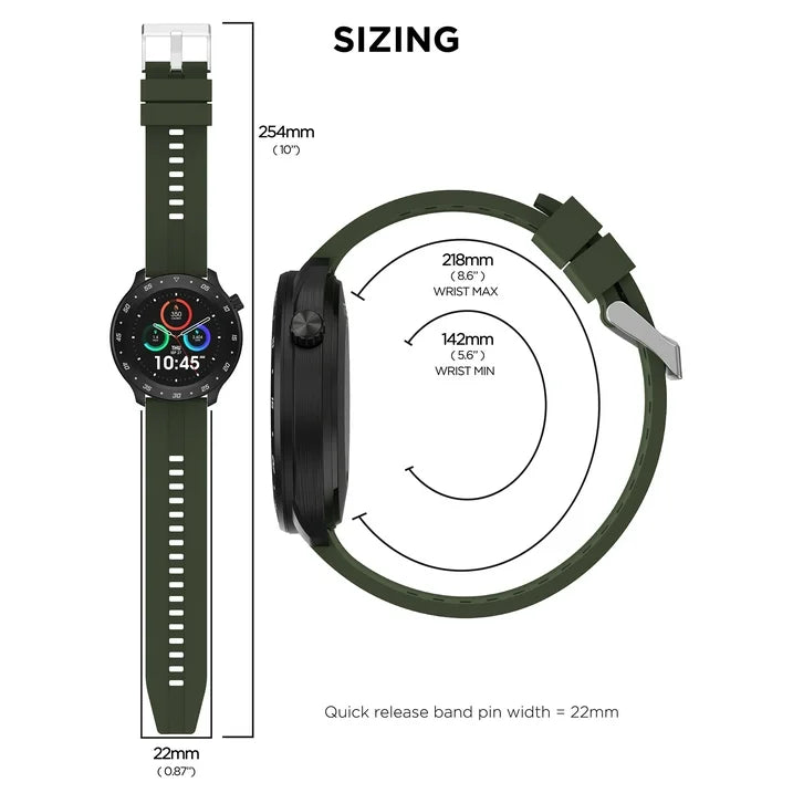 Men Smart Watch, Dark Green, Silicone Strap