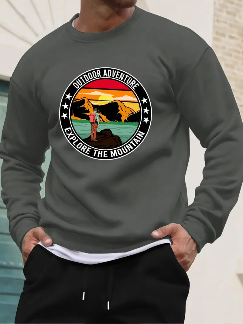 Mountains Men'S Fashion Crew Neck Sweater,