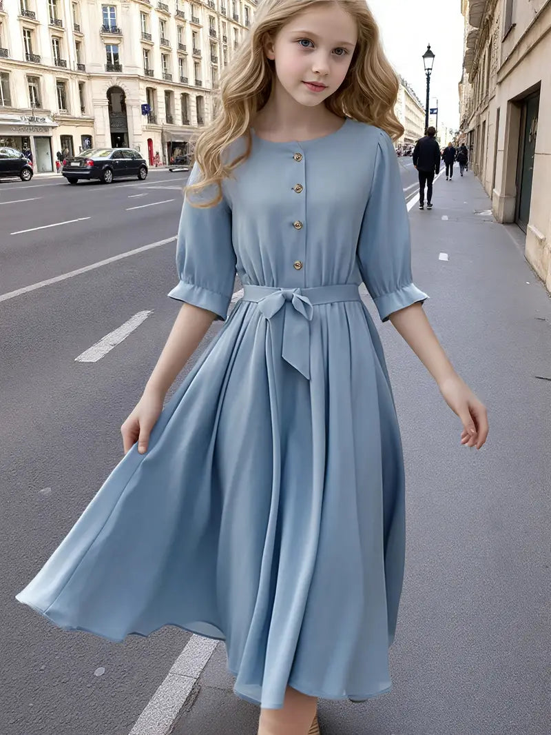 Charming Tween Girl Midi Dress in Youngsters