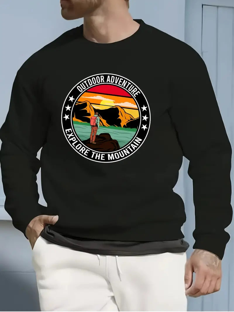 Mountains Men'S Fashion Crew Neck Sweater,