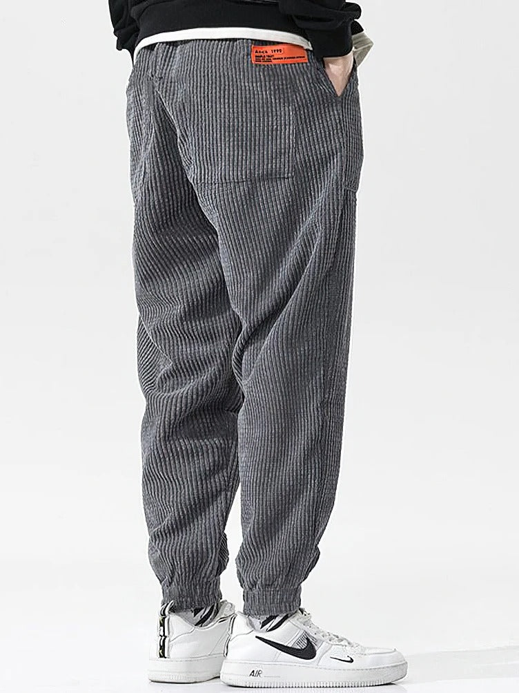 Men's Baggy Corduroy Loose Fit Fleece Jogger Trousers