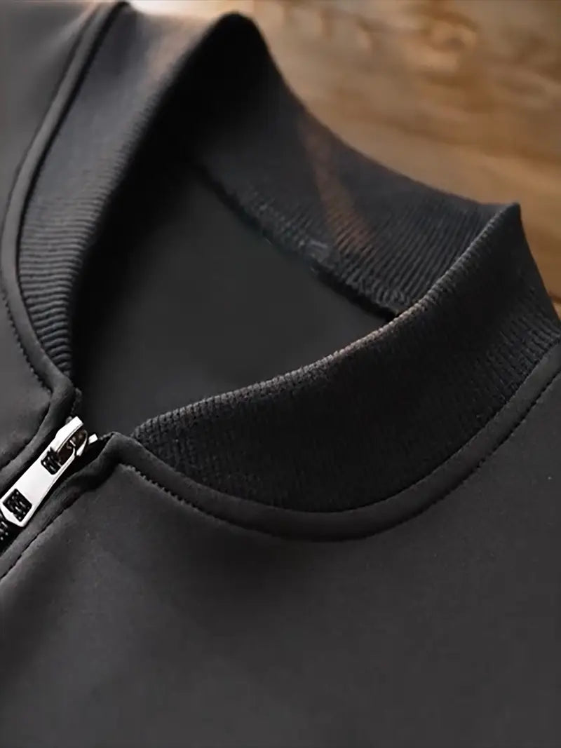 Men's Casual Printed Stand Collar Zip Jacket