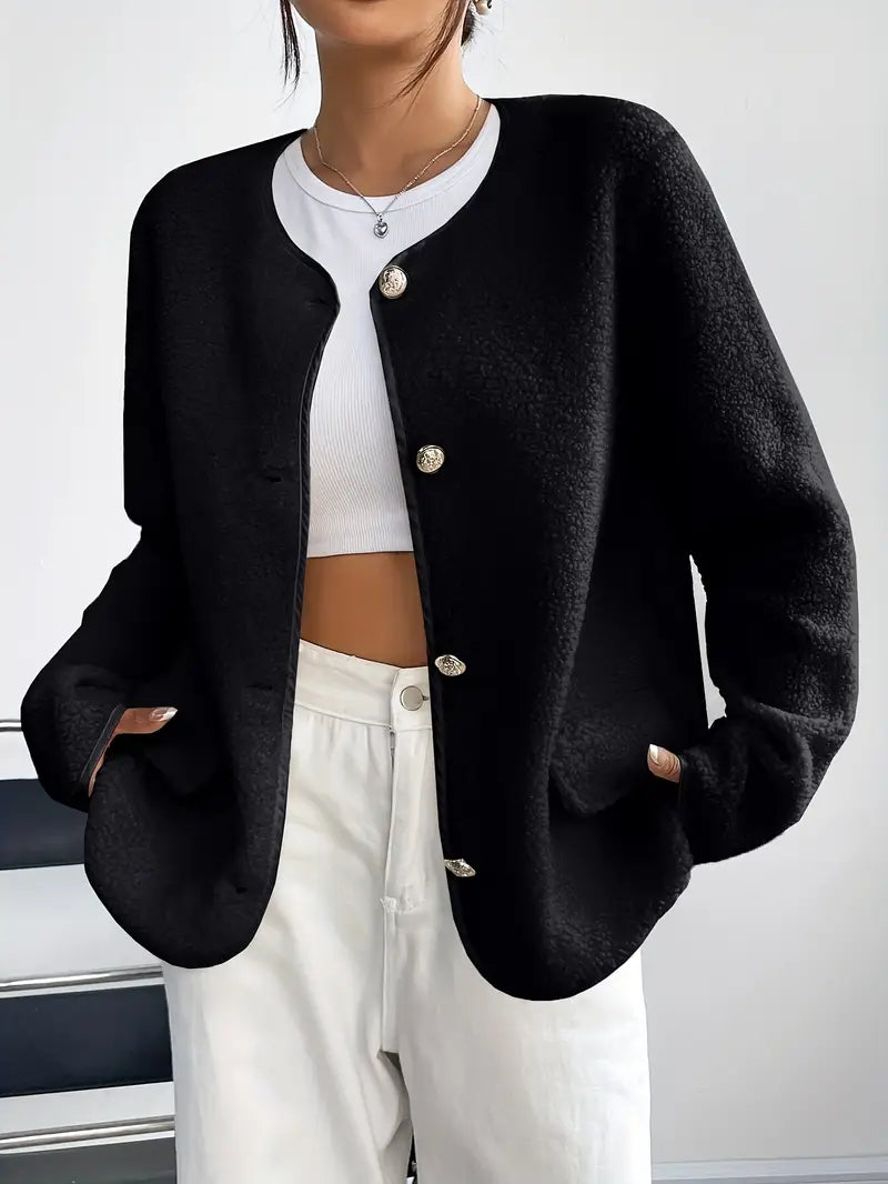 Elegant Solid Color Women's Knit Jacket