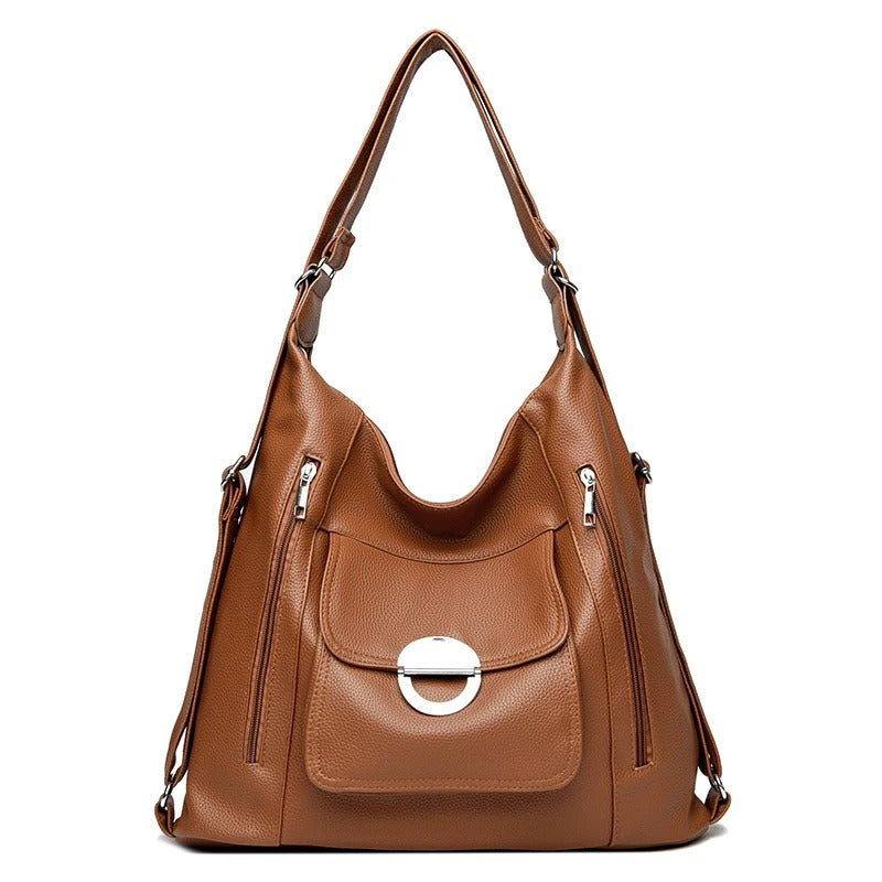 Soft Leather High-Capacity Backpack Shoulder Bag