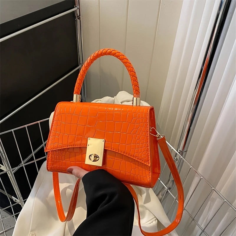 Women's Crossbody Bag - Stone Pattern Glossy Shoulder Bag