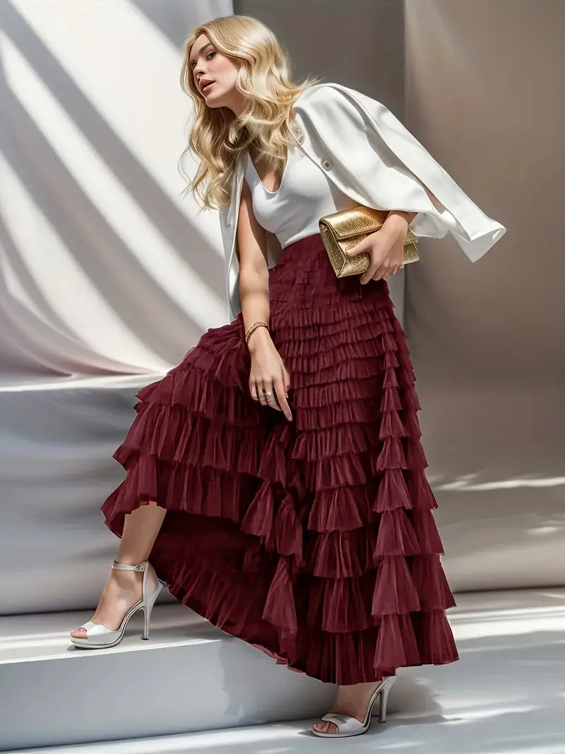 Multilayer Ruffles Tulle Skirt