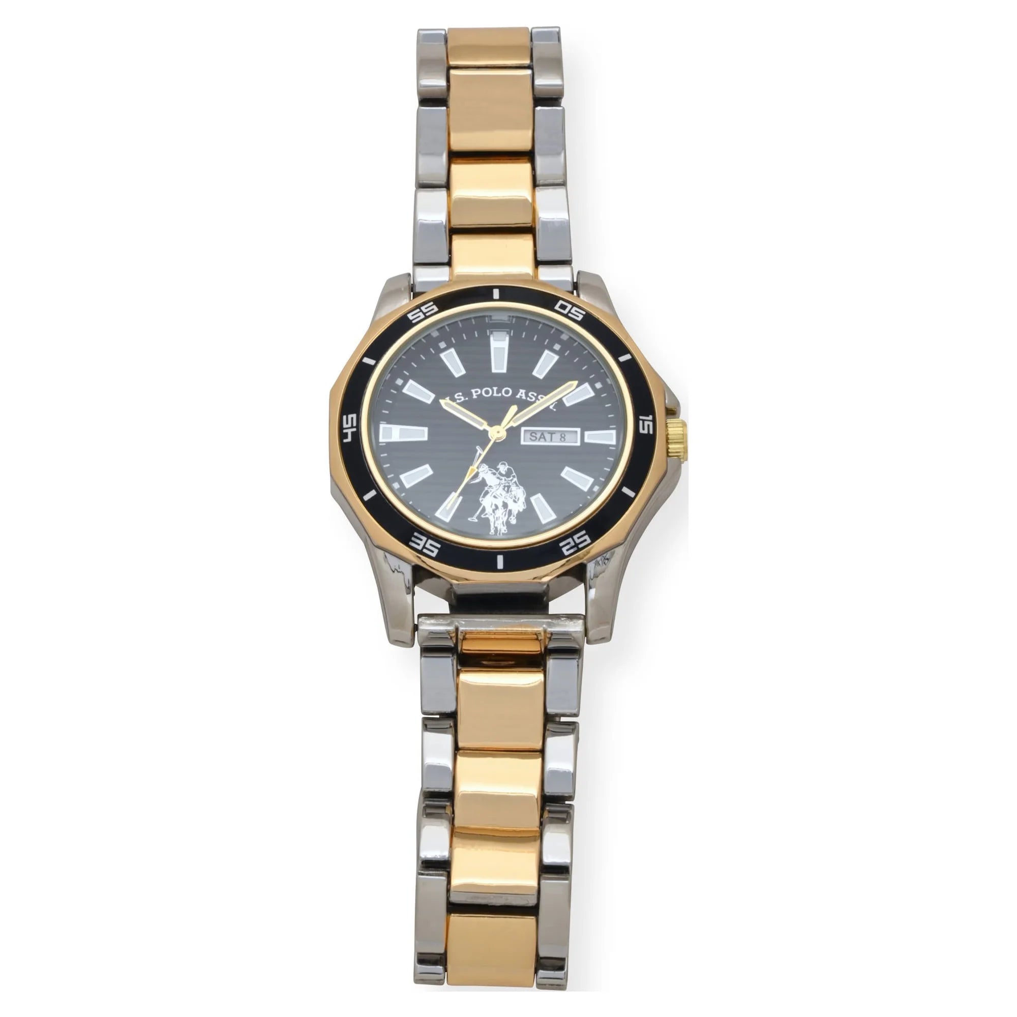 U.S. Polo Assn. Adult Male Classic Watch in Gold and Silver-Tone with Black Dial