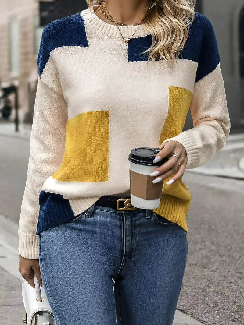 Casual Long Sleeve Crew Neck Pullover Sweater