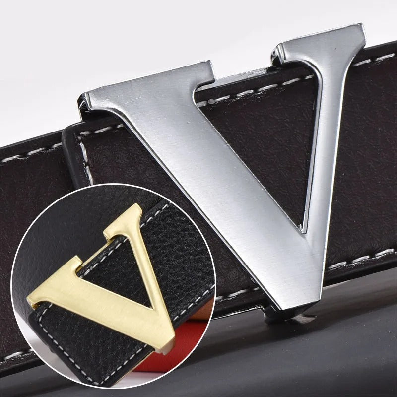 Fashion Belt with Letter V Buckle 125cm