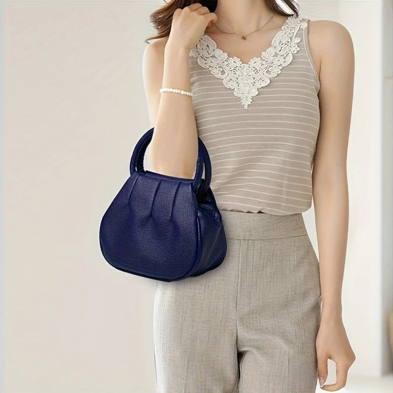 Compact Round Crossbody Bag with Zipper Closure