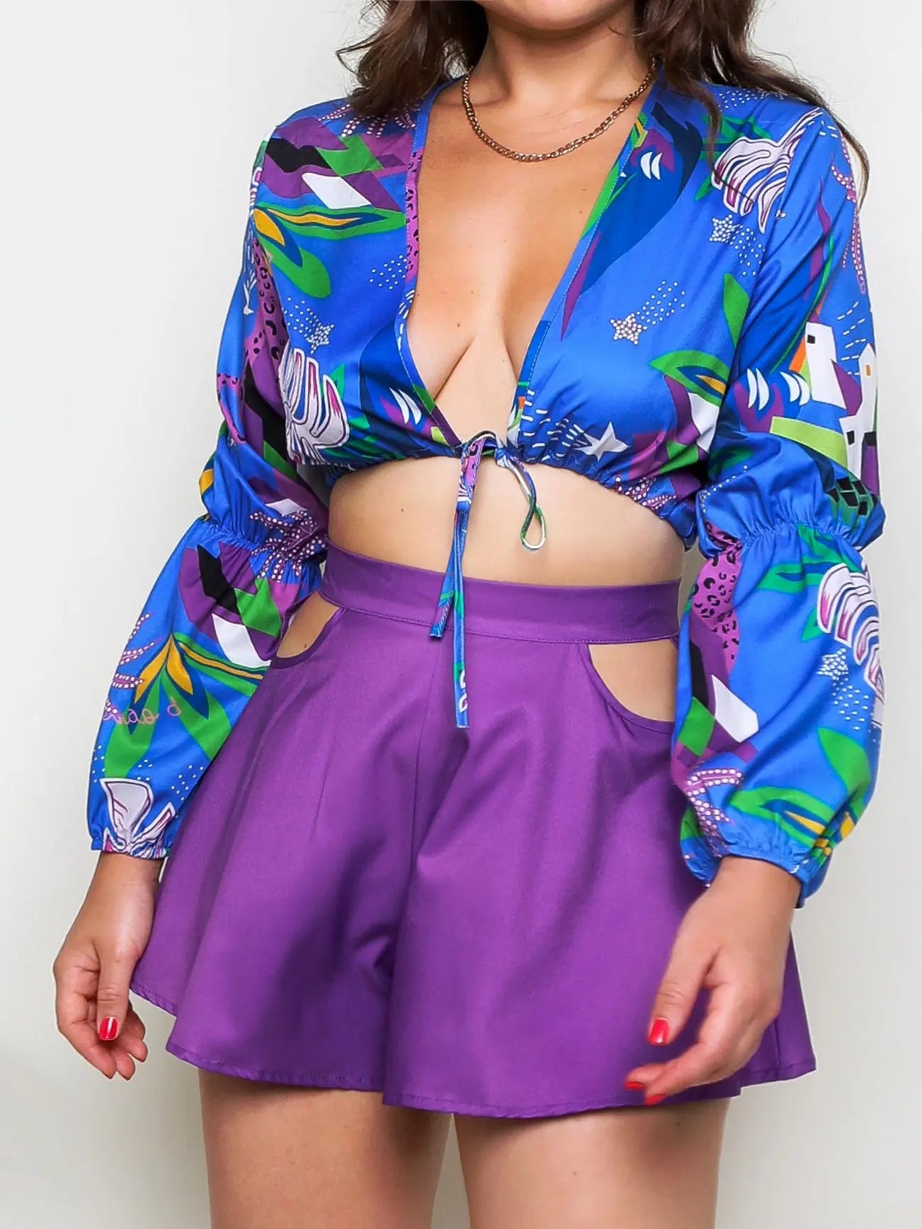 Colorful Blouse & Flirty High Waist Skirt