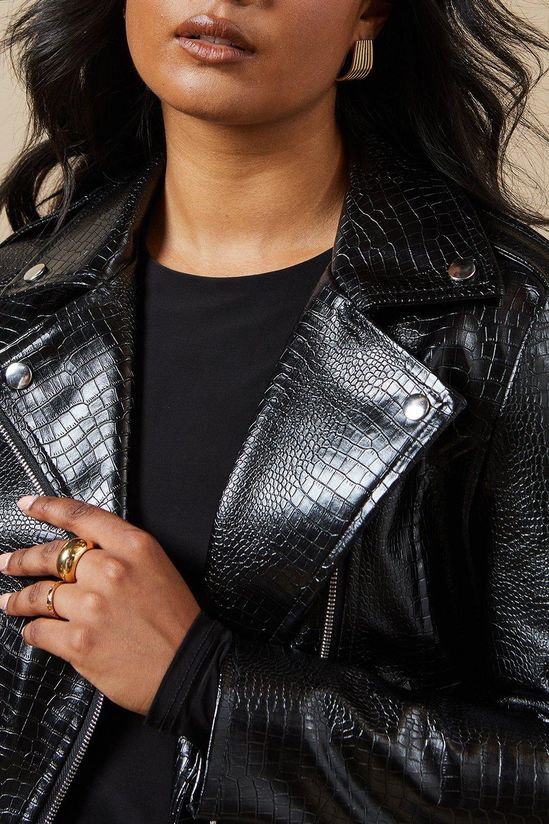 Crocodile Faux Leather Biker Jacket