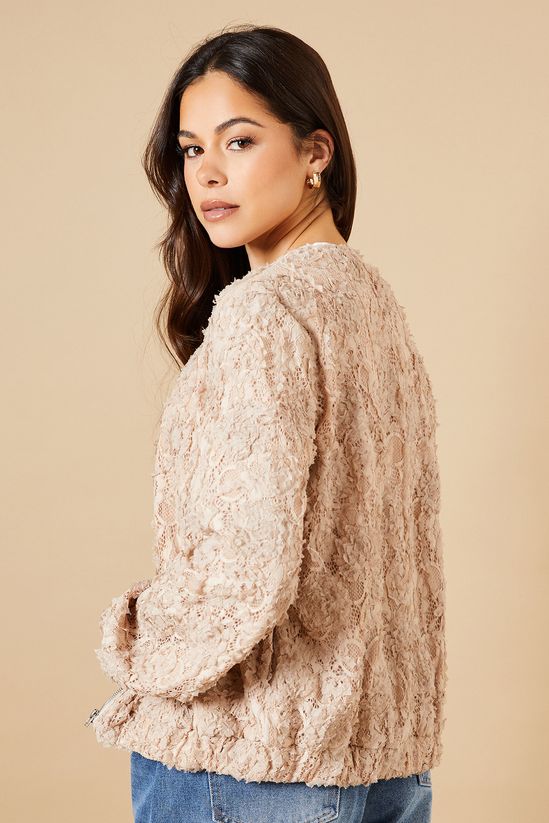 3D Floral Lace Bomber Jacket
