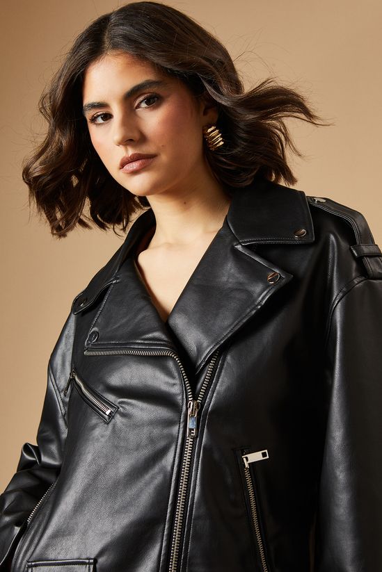 PU Leather Zip Detail Jacket