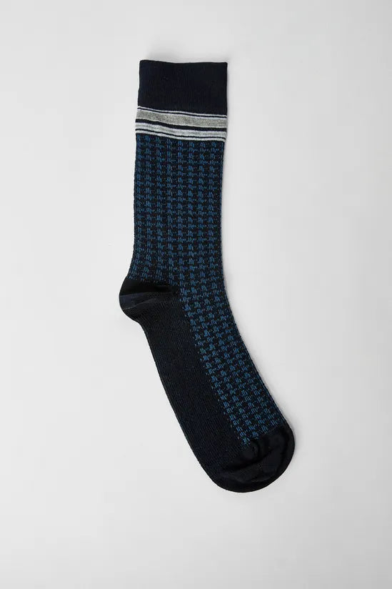 Navy Single Jacquard Socks