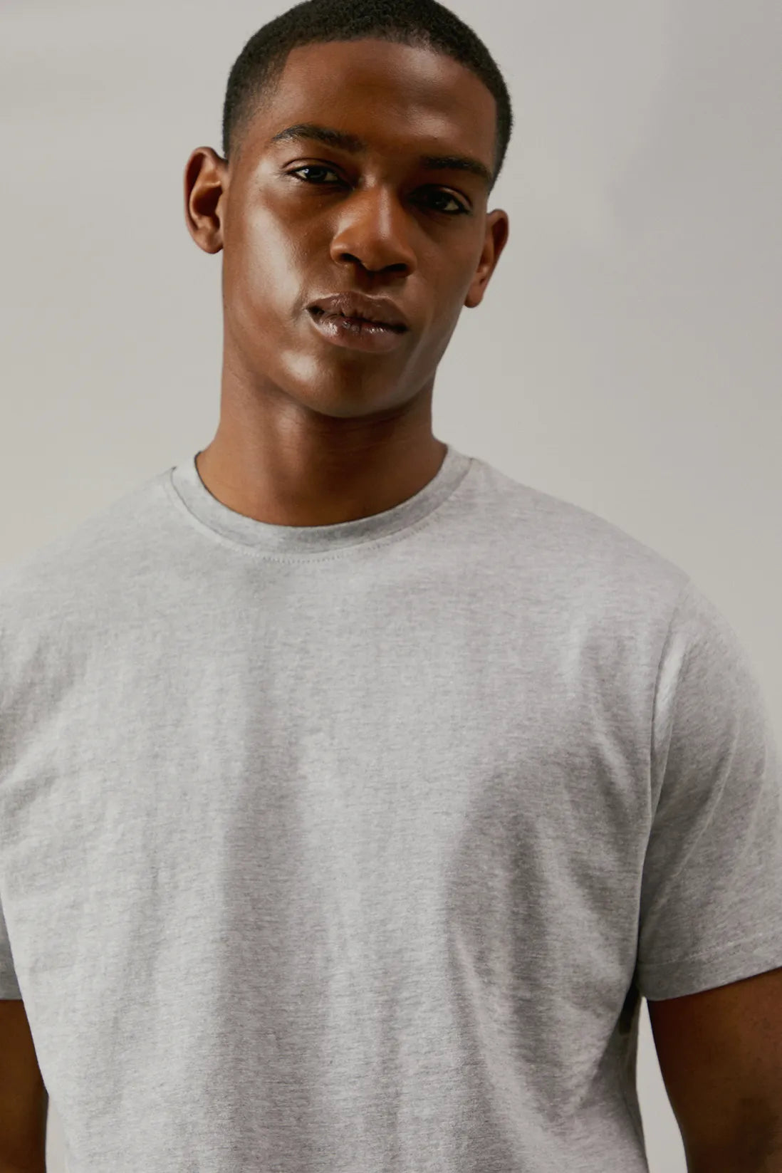 Grey Marl Plain Crew Neck T-shirt