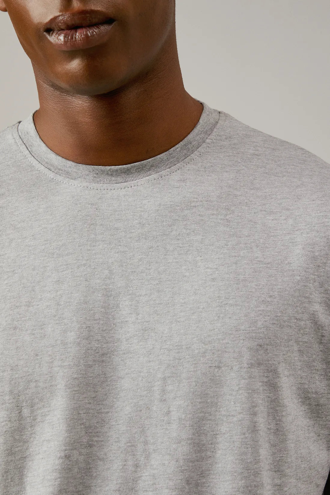 Grey Marl Plain Crew Neck T-shirt