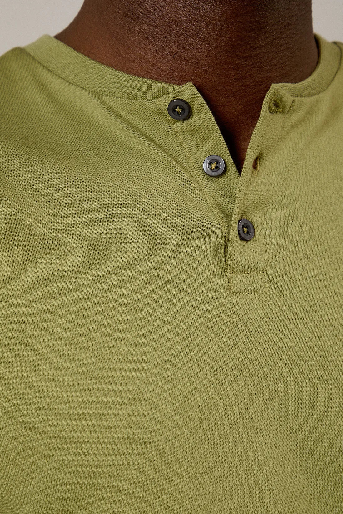 Khaki Grandad Neck T-shirt