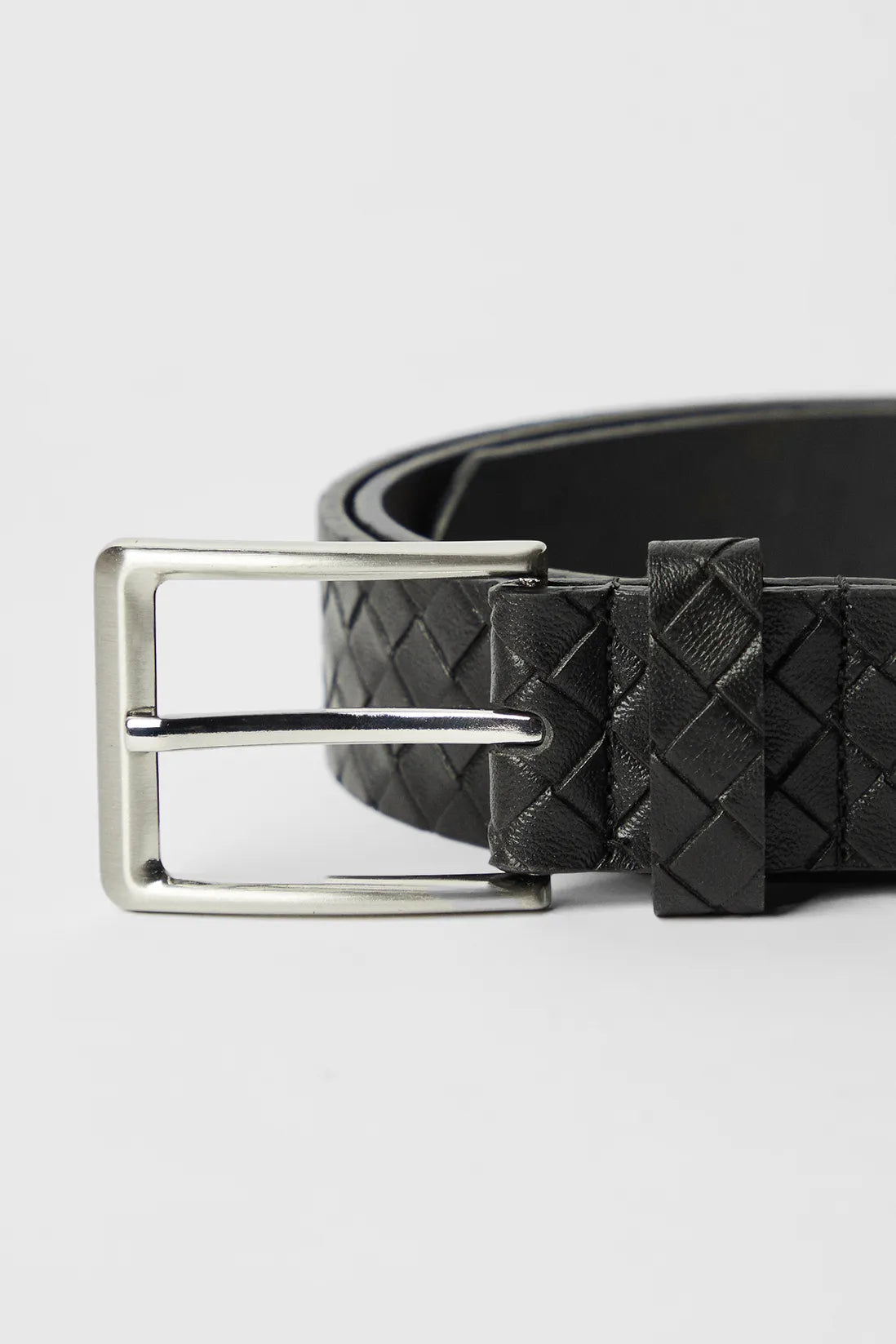 Black Cross Hatch Detail Belt