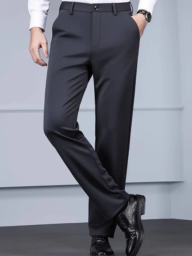 Relaxed Fit Men's Straight Leg Dress Pants