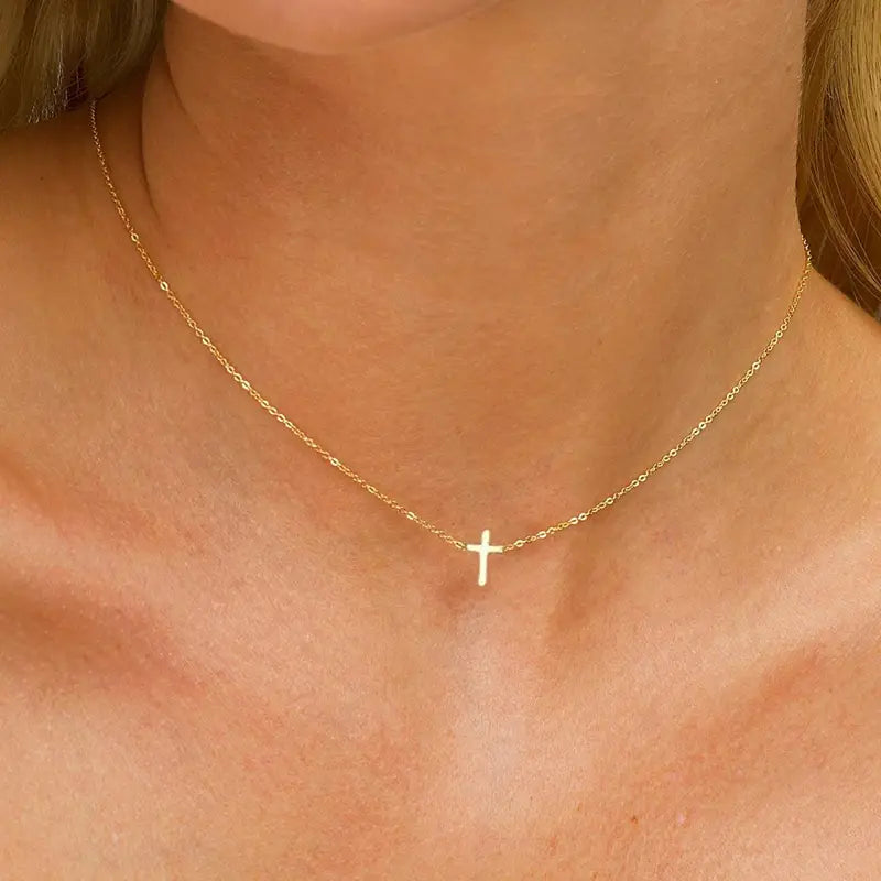 Elegant Golden Cross Pendant Necklace