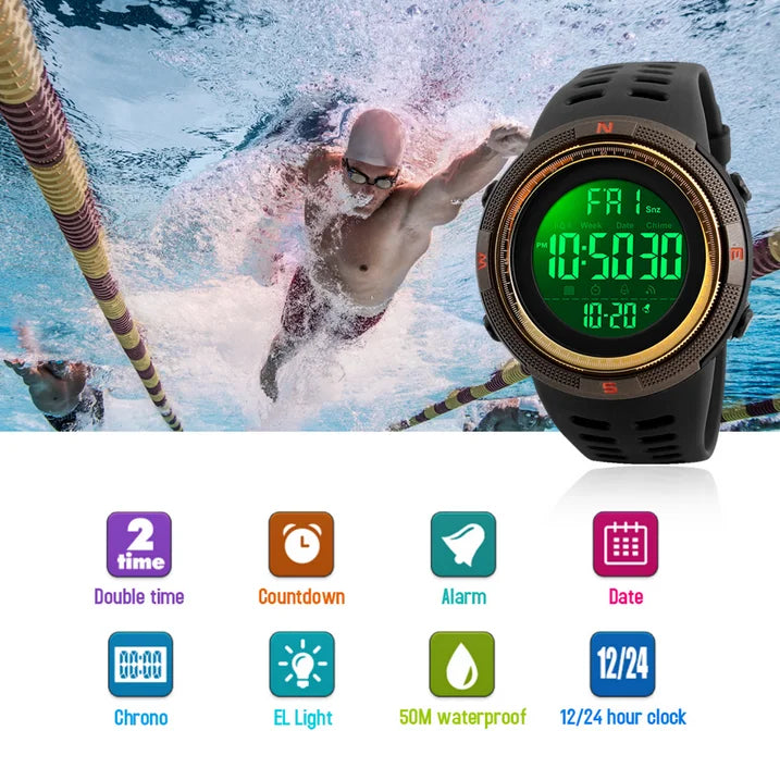 SKMEI Men's Watch, Waterproof Digital Sport Watch, Military Digital Watch