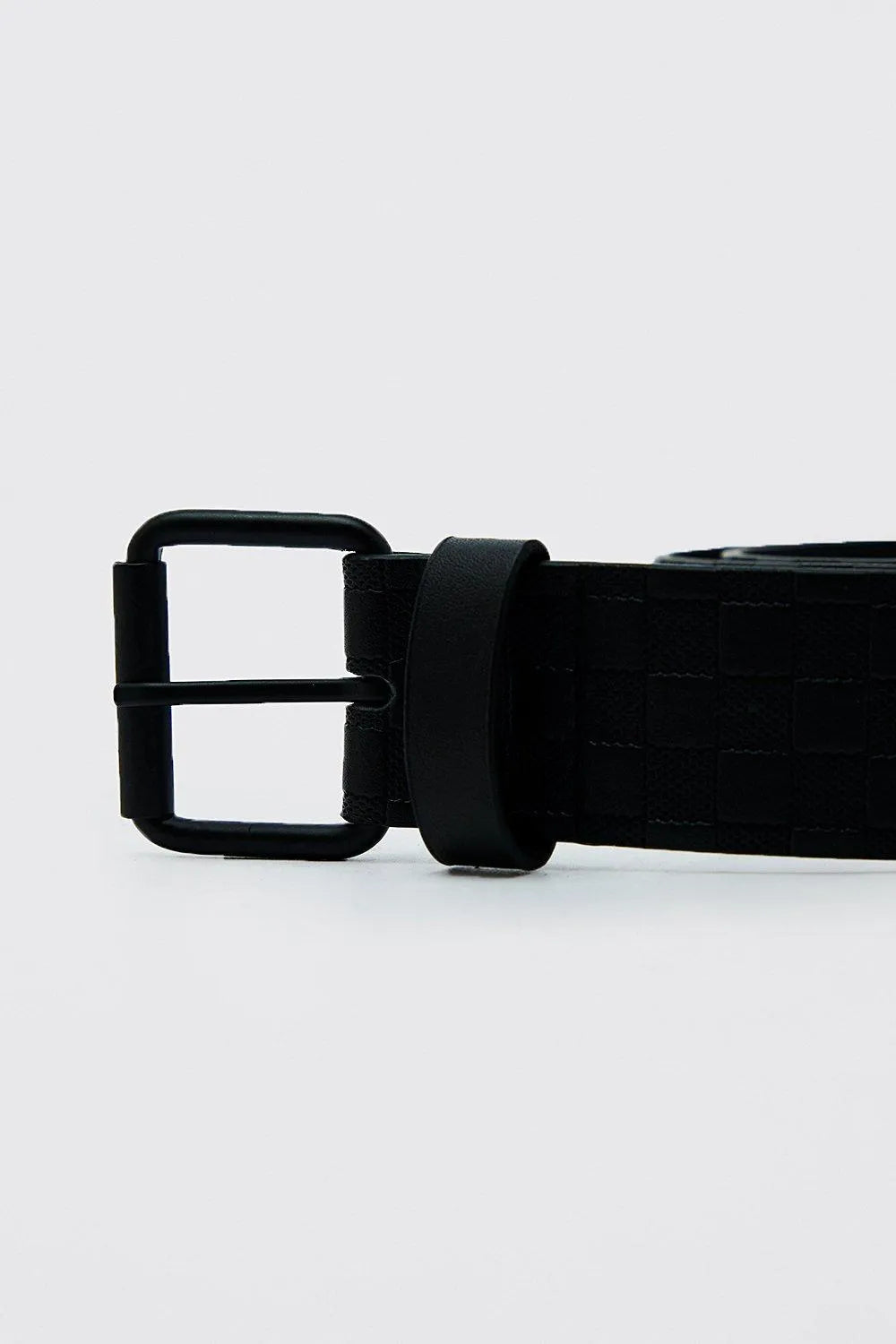 Faux Leather Embossed Checkerboard Belt