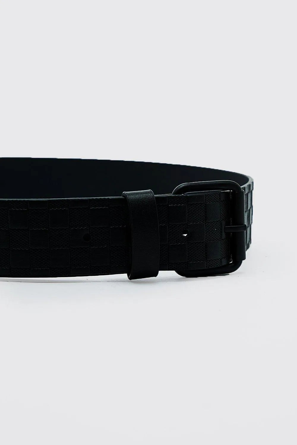 Faux Leather Embossed Checkerboard Belt