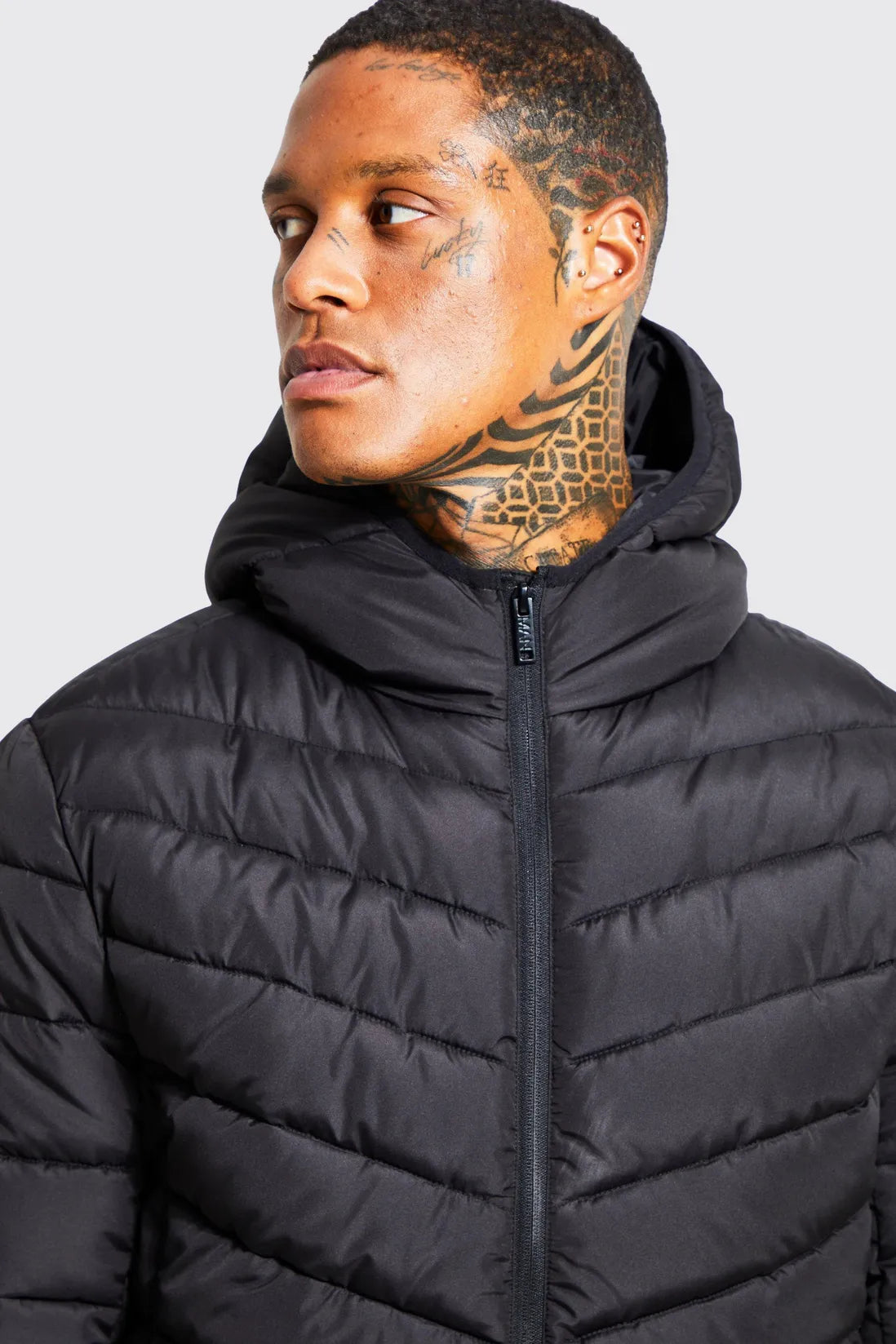 Quilted Zip Through Jacket With Hood