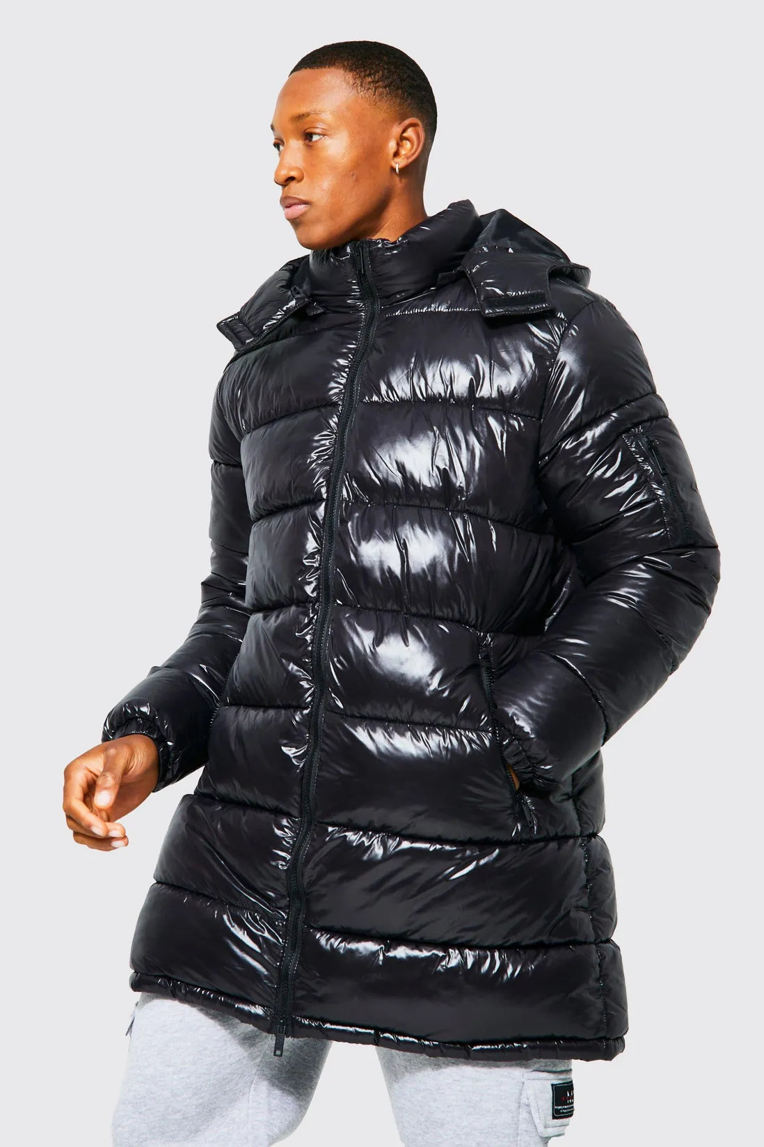 High Shine Hooded Longline Parka