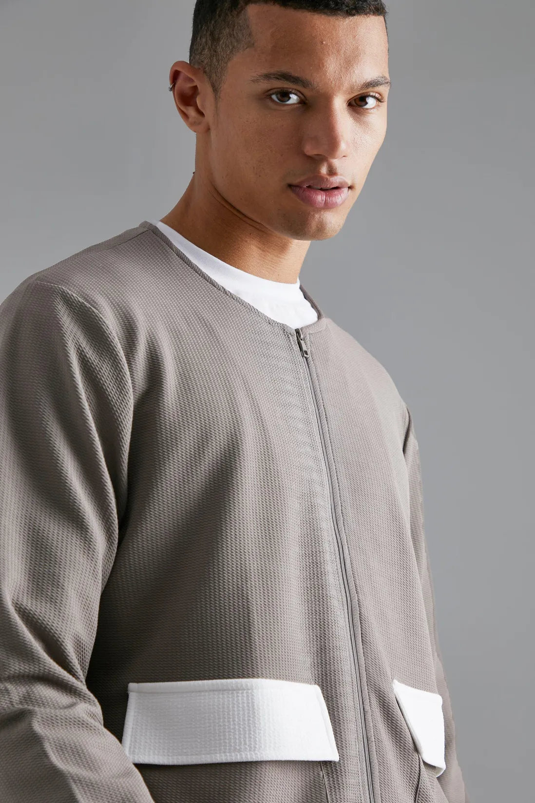 Tall Jersey Textured Bomber Jacket