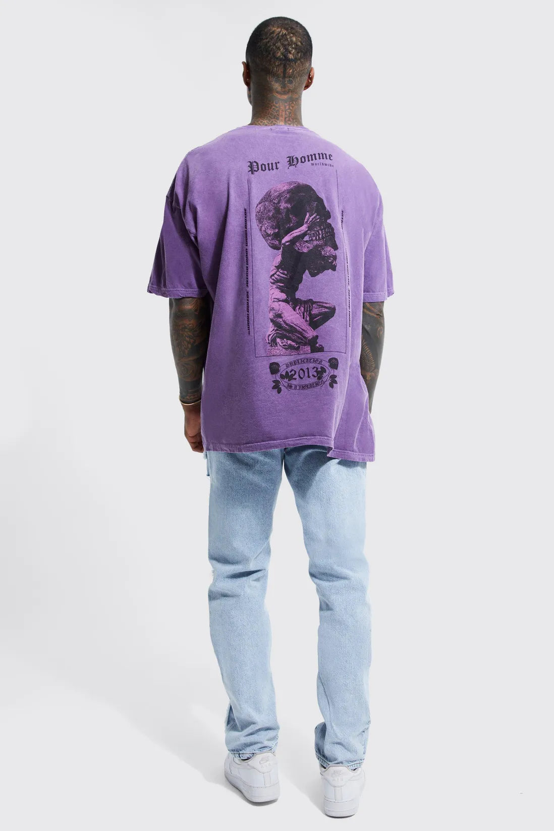 Oversized Skull Overdye Graphic T-shirt