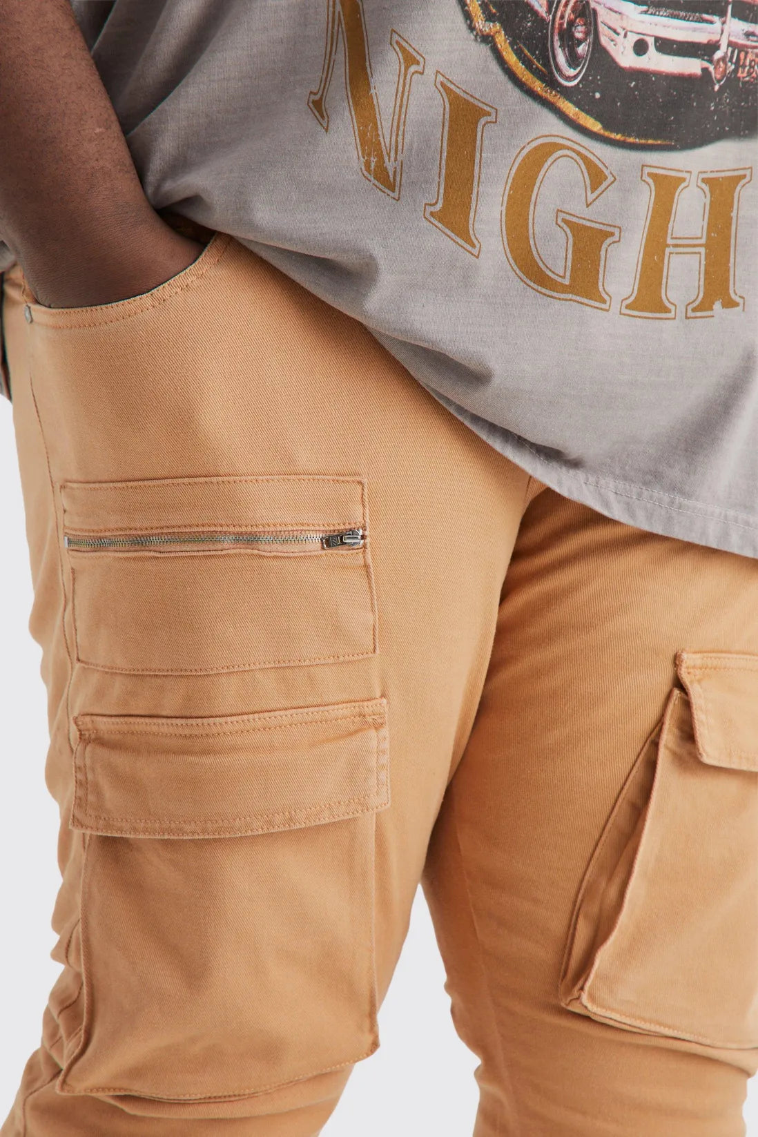 Plus Fixed Waist Skinny Stacked Zip Cargo Trouser