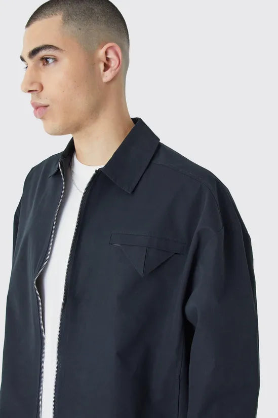 Boxy Twill Harrington Jacket