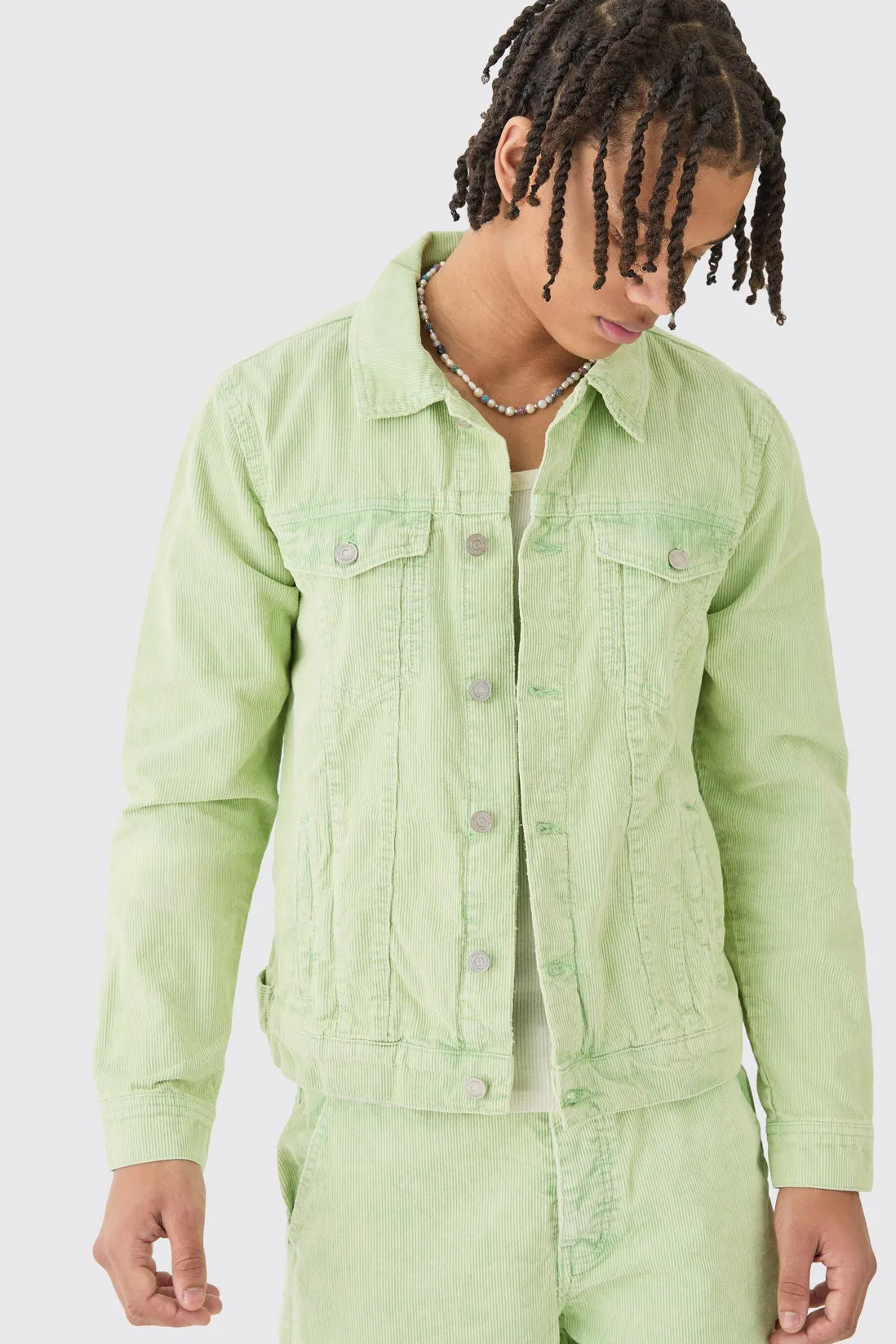Regular Cord Jacket In Sage