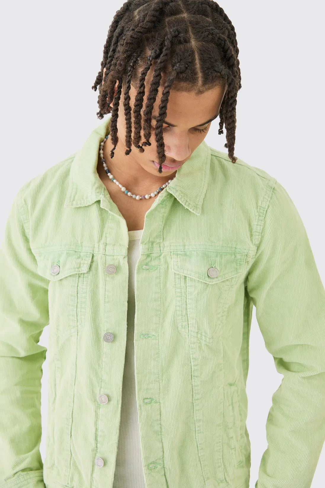 Regular Cord Jacket In Sage