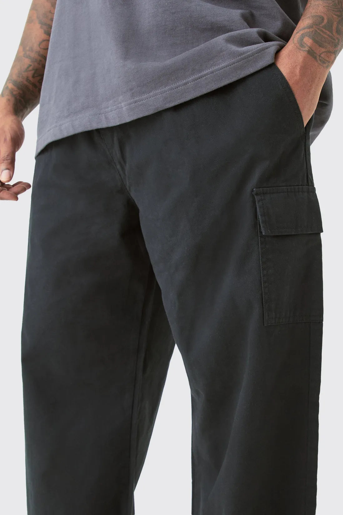 Plus Elasticated Waist Relaxed Fit Cargo Trousers