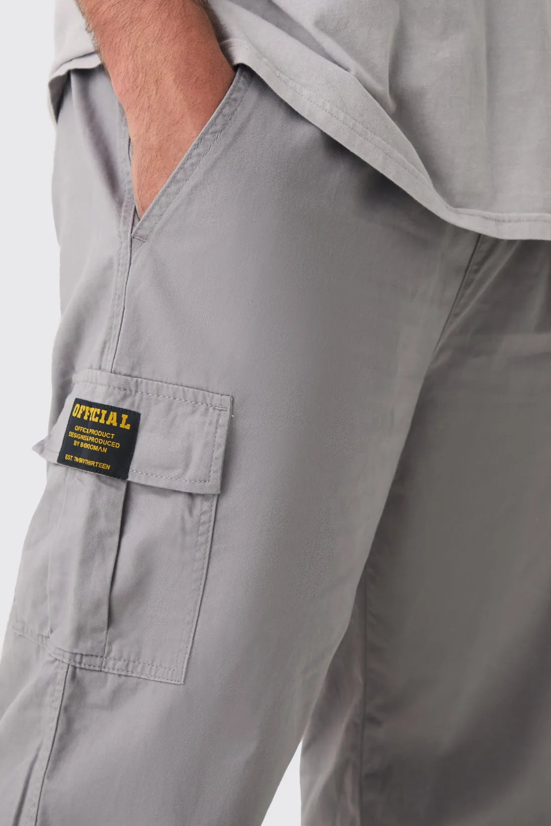 Plus Elastic Waist Straight Fit Cargo Trousers