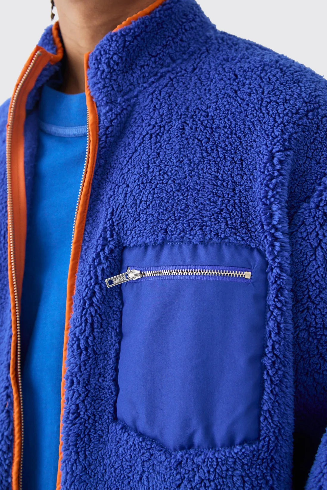 Oversized Contrast Borg Jacket