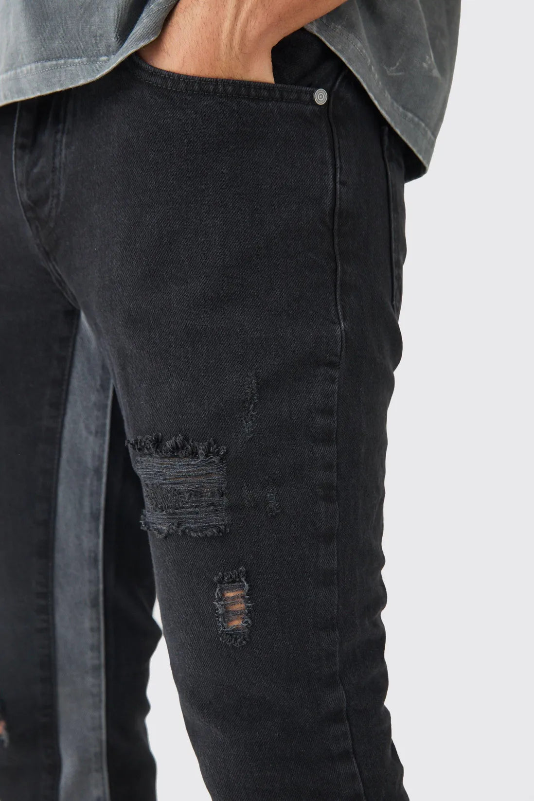 Slim Flare Distressed Gusset Panel Jeans