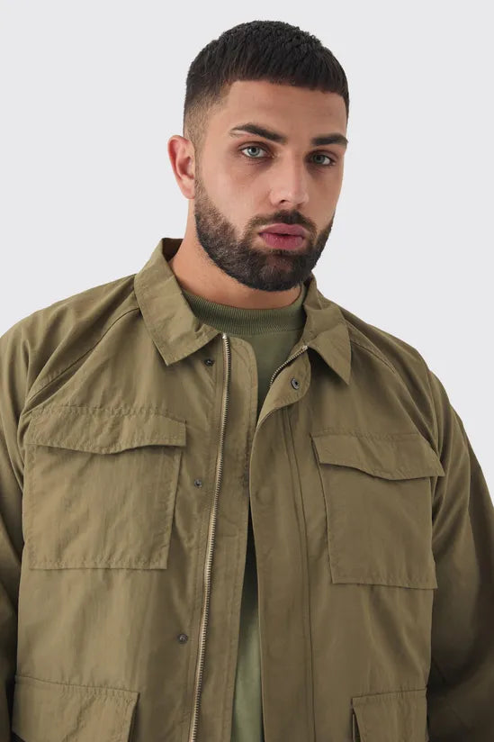 Plus Zip Up Lightweight Field Jacket