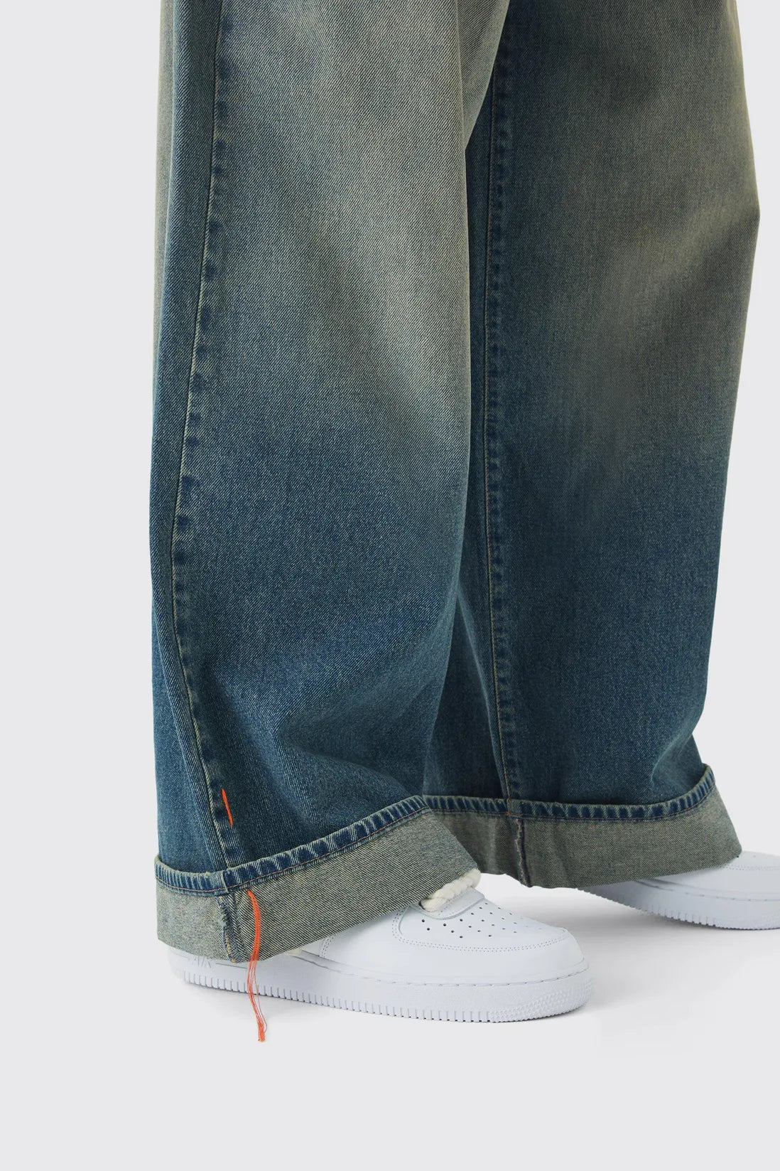 Baggy Rigid Stitch Detail Denim Jeans
