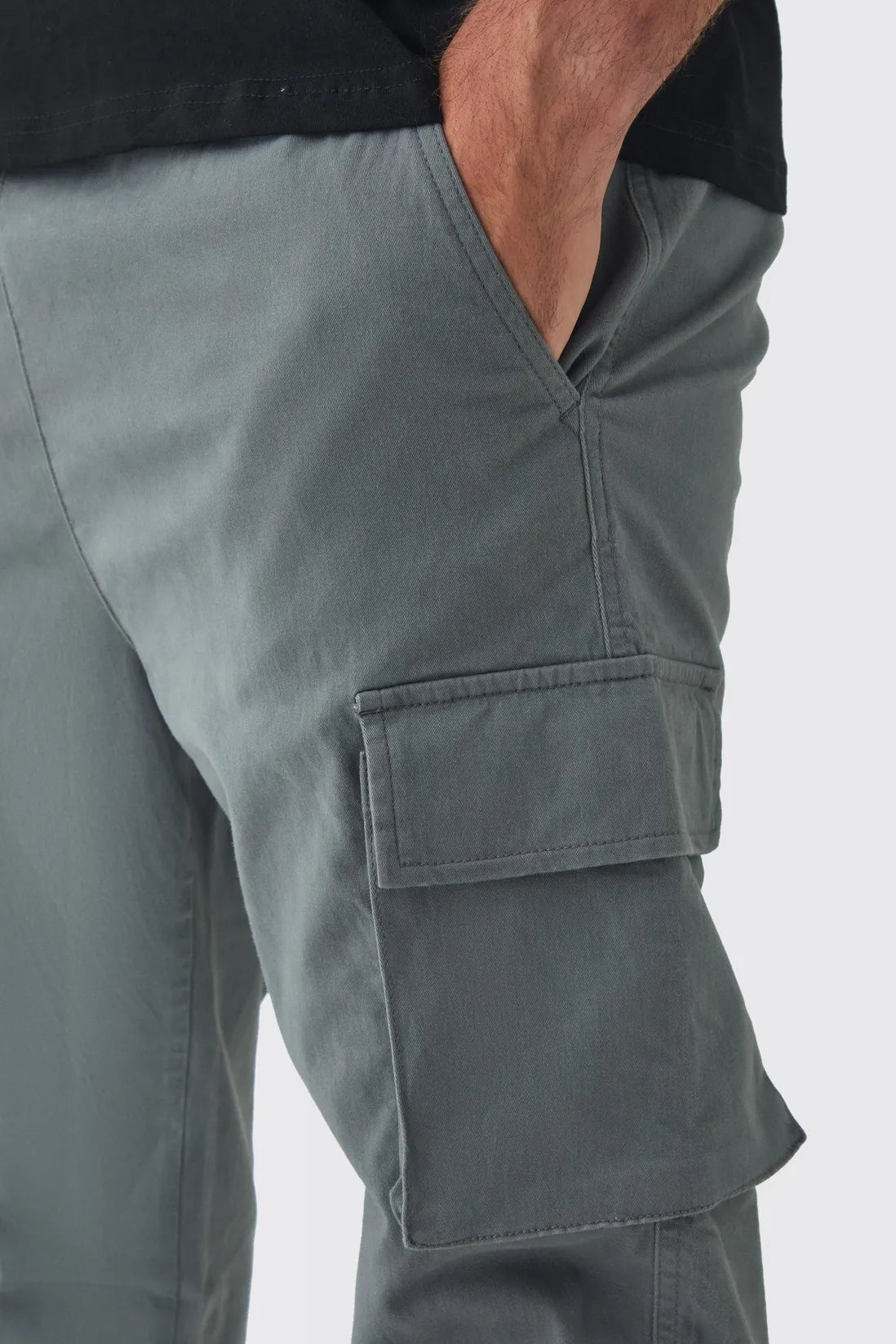Plus Slim Fit Elasticated Waist Cuffed Cargo Trousers