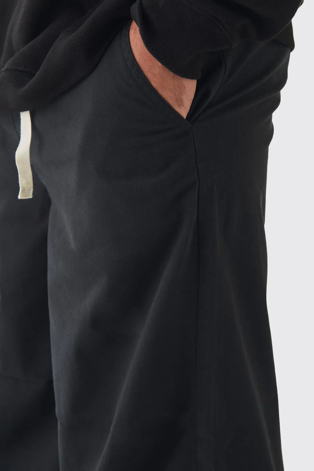 Plus Baggy Fit Elasticated Waist Contrast Drawcord Trousers