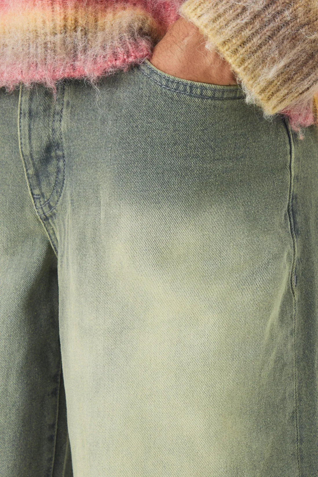 Baggy Rigid Green Washed Jeans