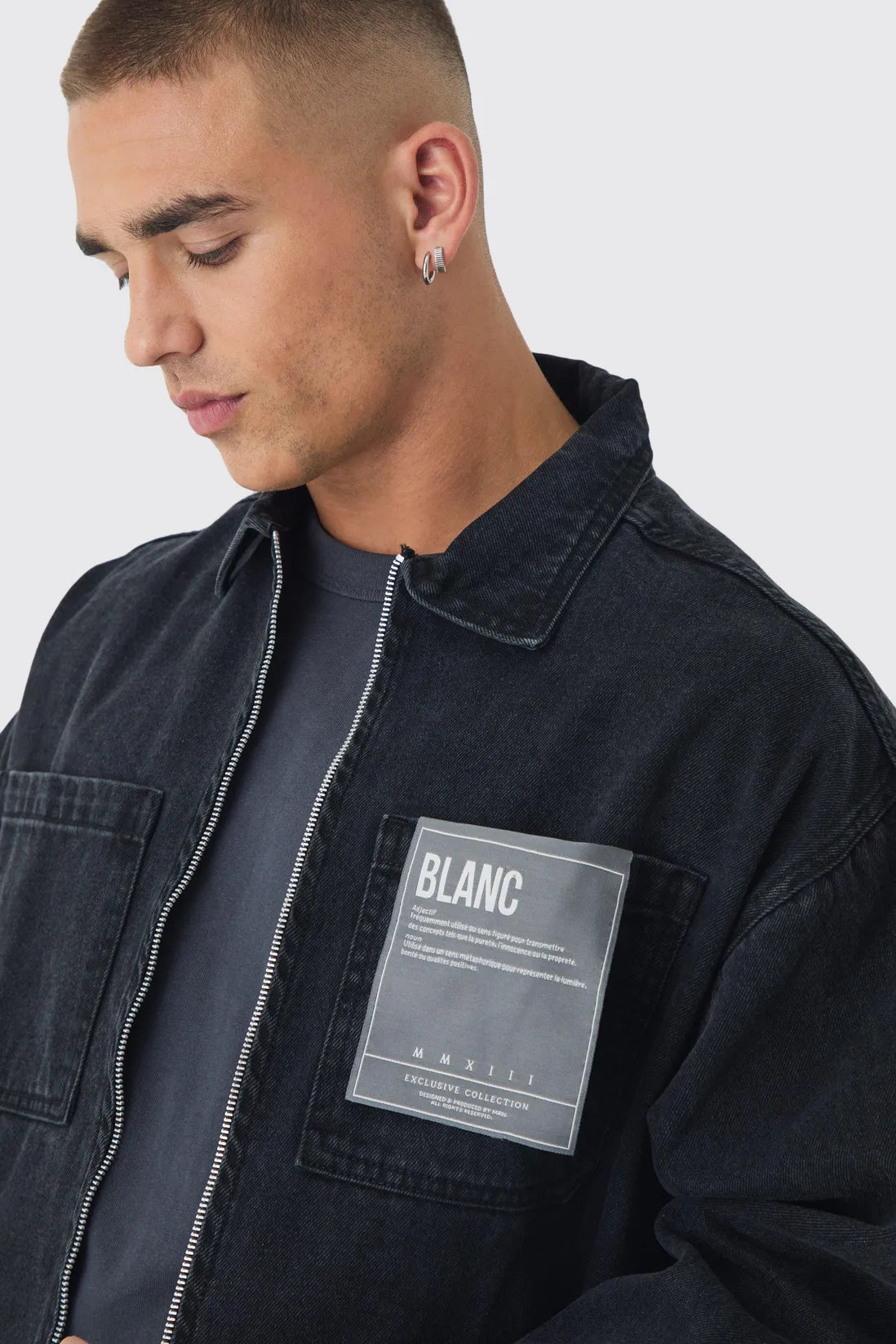 Boxy Fit Denim Jacket With Woven Label