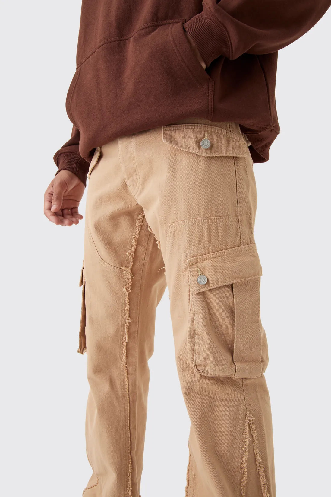 Relaxed Flared Ecru Carpenter Cargo Jeans